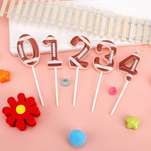 Football Number 6 Birthday Candle - Rugby Stripe Cake Topper