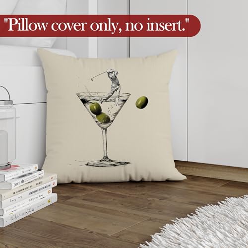 Funny Golf Martini Throw Pillow Cover - 18x18 Decorative Cushion