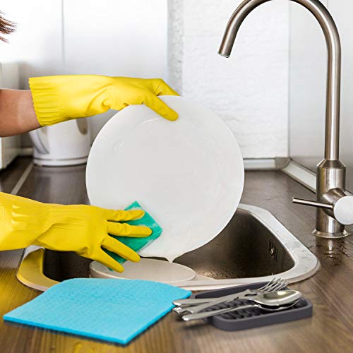 Gray Silicone Sponge Holder Soap Dish 5.9x4.33 inches Kitchen Sink Organizer
