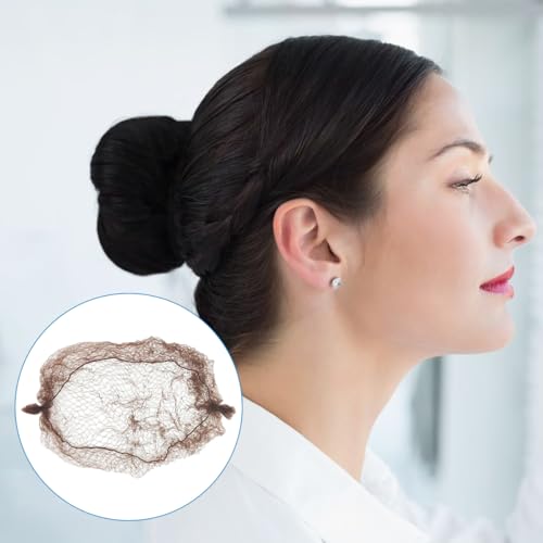 Brown Hair Nets and U-Shaped Pins Set for Hair Buns 10 Pcs