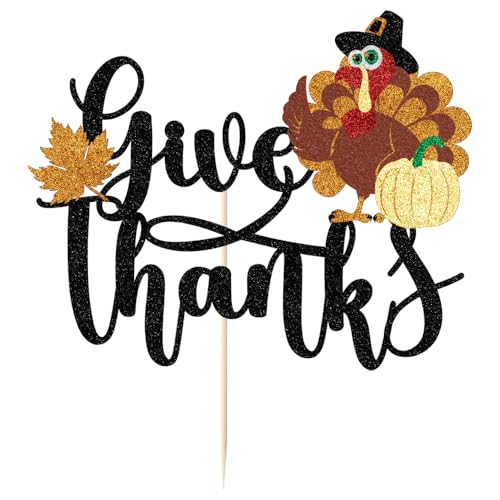 Florcmet Thanksgiving Cake Topper - Pumpkin Turkey Fall Party Decor