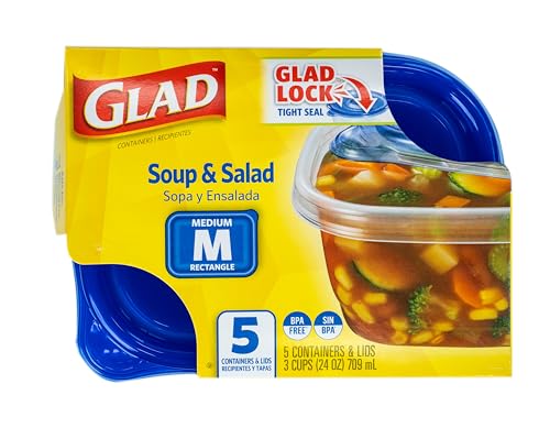 Glad GladWare Medium Rectangle Food Storage Containers - 24 Oz, 5 Count