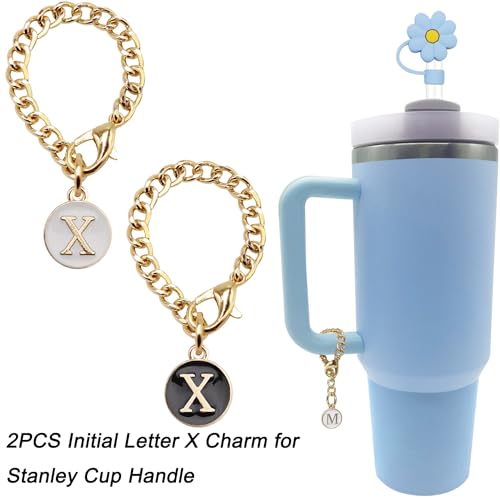 ANDERSE Stanley Cup Accessories Set - Silicone Flower Straw Covers & Letter Charm