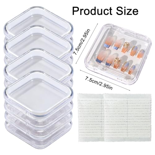 MICOKAY 16 PCS Clear Press-On Nail Storage Cases with Adhesive Tabs