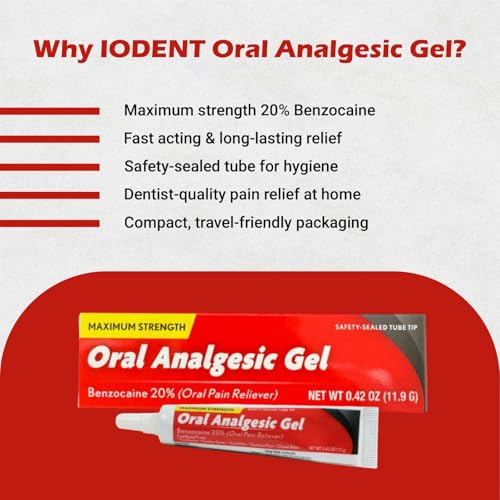 Oral Analgesic Gel Fast Numbing Pain Relief for Toothaches and Canker Sores 0.42 oz
