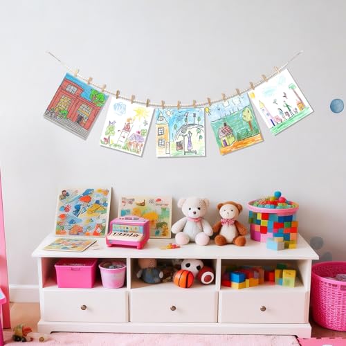 Hanging Photo Display with 15 Clips - 67 Inch Boho Decor