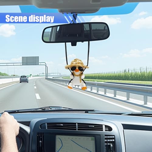 Swinging Duck Car Rear View Mirror Charm - Cute Auto Decoration