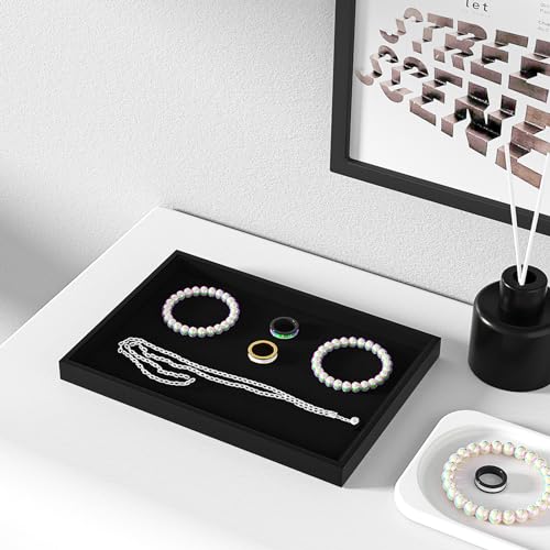 Julysky Velvet Jewelry Organizer Tray for Drawer - Black, Elegant Storage for Rings, Necklaces & Bracelets
