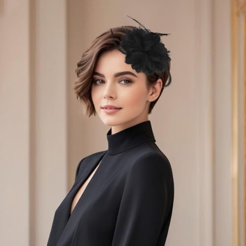Giantree Black Rose Flower Hair Clip & Brooch for Wedding Party