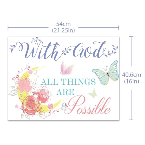 Inspirational Bible Verse Wall Decal - With God All Things are Possible - 20.8x15.7 Inches