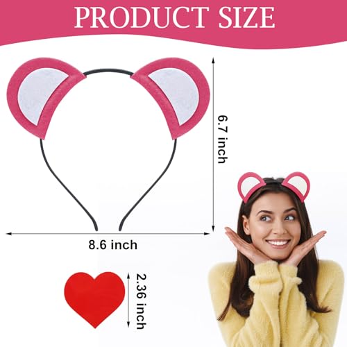 Wavwavw Bear Ears Headband with Red Heart Patch Costume Set