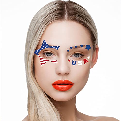 10-Pack Fourth of July Temporary Face Tattoos Patriotic Party Supplies