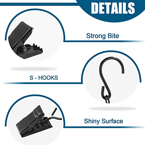 Litoexpe 50 Black S Hooks Clips for Curtains & Party Lights