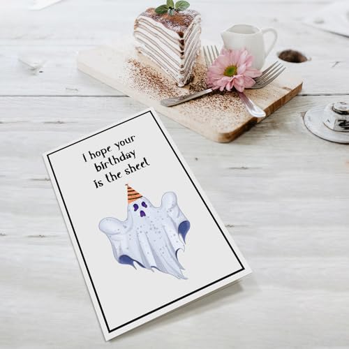 Funny Ghost Birthday Card for Friends & Coworkers - 8x5.3in