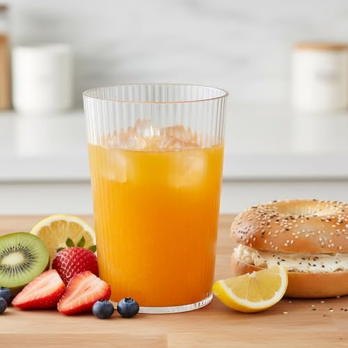 NiHome Striped Clear Bathroom Tumbler Cups - 3 Pack, 13.5oz