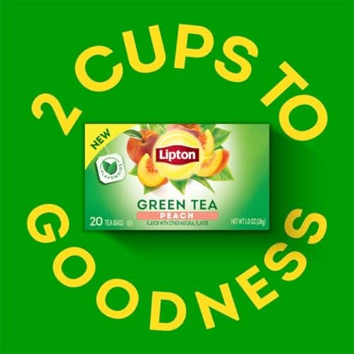 Lipton Peach Green Tea Bags - 120 Count Bulk Pack for Hot & Iced Tea