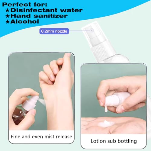 7 Pack 30ml Clear Plastic Spray Bottles Refillable Travel Containers