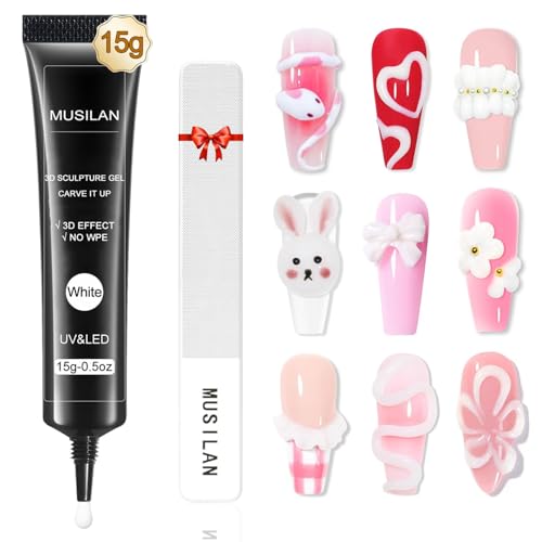 MUSILAN 3D Nail Art Sculpting Gel - Tube Needle Design Non-Sticky Molding Gel
