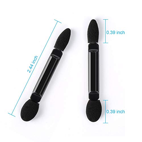 Disposable Double Head Eyeshadow Brushes 50 Pcs Black Makeup Sponge Applicators