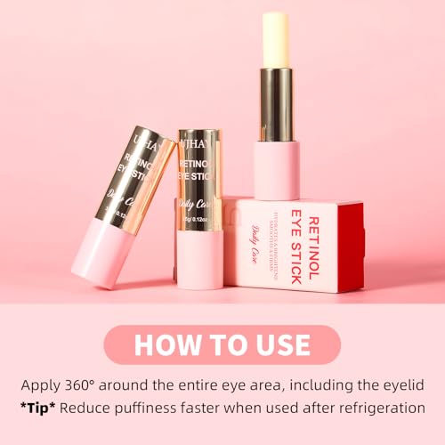 UJhay Retinol Eye Stick - Anti-Aging Eye Balm with Caffeine & Vitamin C