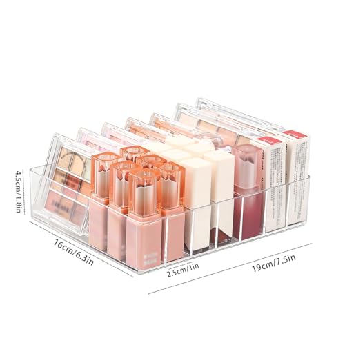 1-Pack Clear Acrylic Makeup Organizer for Eyeshadow & Lipstick