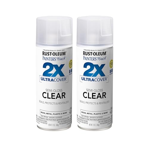 Rust-Oleum Painter's Touch 2X Ultra Cover Spray Paint, Semi-Gloss Clear, 12 oz (2 Pack)