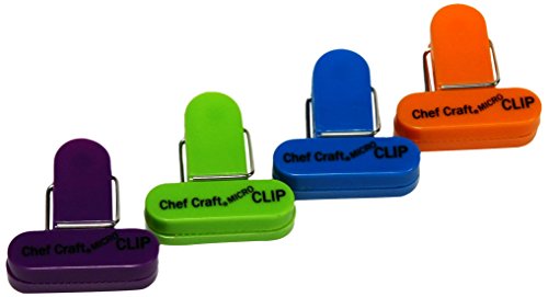 Chef Craft Micro Bag Clips Set - 4 Durable Clips in Assorted Colors