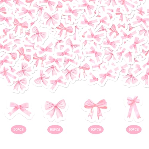 200pcs Pink Bow Confetti Decorations for Baby Shower & Weddings