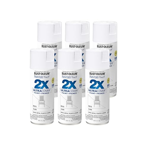 Rust-Oleum Painter's Touch 2X Ultra Cover Spray Paint, Gloss White, 12 oz, 6 Pack