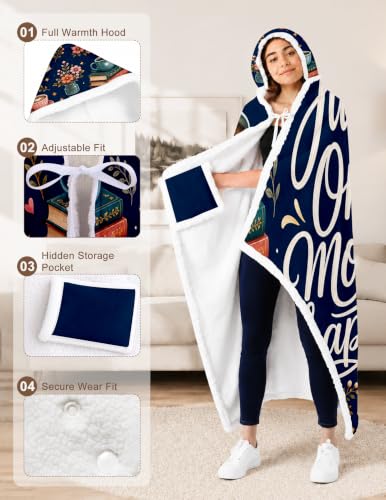 Reading Cat Wearable Blanket for Book Lovers - Cozy Hoodie Throw