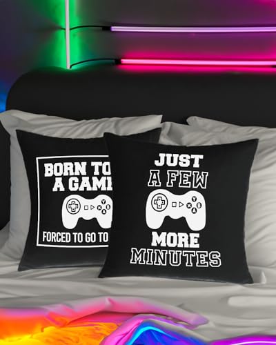 Born to Be a Gamer Throw Pillow Cover - 18x18 Inch - Gamer Gifts