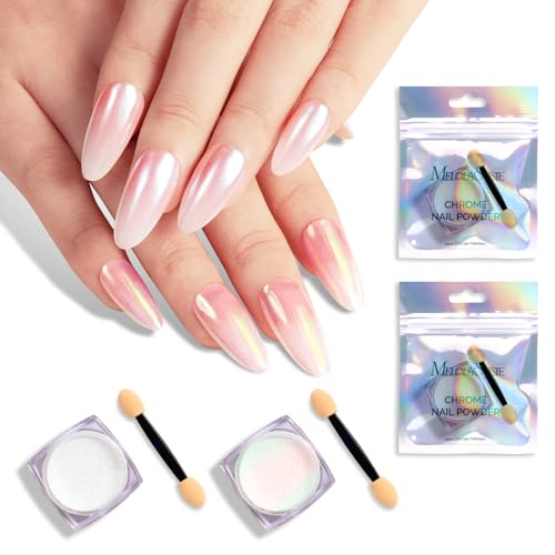 MelodySusie Chrome Nail Powder Set 2Pcs Pearl Aurora Pigment