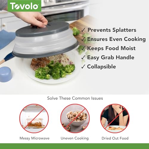 Tovolo Collapsible Microwave Splatter Cover - Charcoal Gray, Medium 10.5"