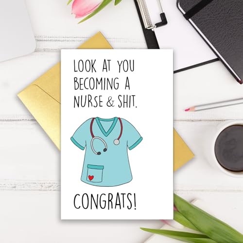 Funny Nurse Graduation Card - Congratulations Gift for New RN