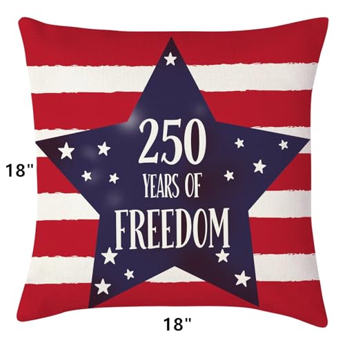Set of 4 250 Years America Anniversary Pillow Covers - Stars & Stripes 18x18