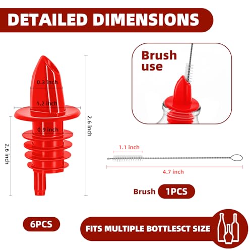 6-Pack Plastic Liquor Pourers - Precision Spouts for Syrups & Drinks