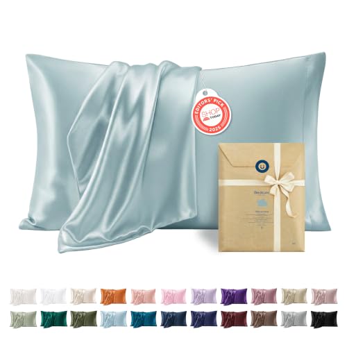 Bedsure Queen Satin Pillowcases Set of 2 - Light Turquoise, 20x30"