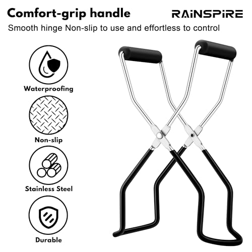 Black Heavy Duty Canning Tongs - Sturdy Stainless Steel Jar Lifter
