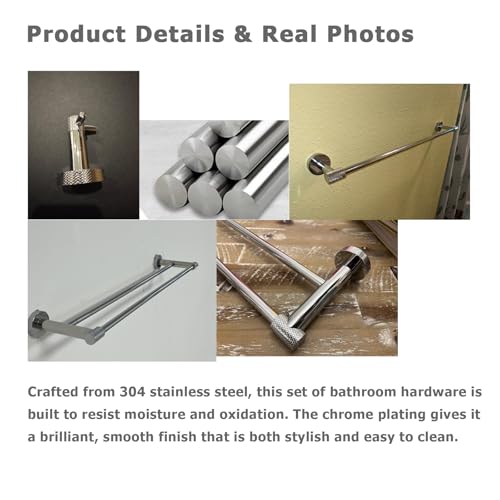 MACAJM 24-Inch Double Towel Bar - SUS304 Stainless Steel, Polished Chrome
