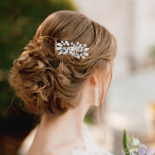 2-Piece Silver Bridal Rhinestone Hair Clips & Wedding Hairpins