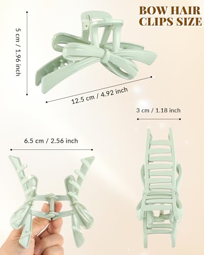 CHLINS 4 Pack Large Bow Hair Claw Clips 4.92 Inch Non-Slip