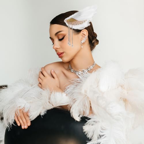Feather Angel Wings Hair Clips Rhinestone Tassel Hairpins 2 Pcs