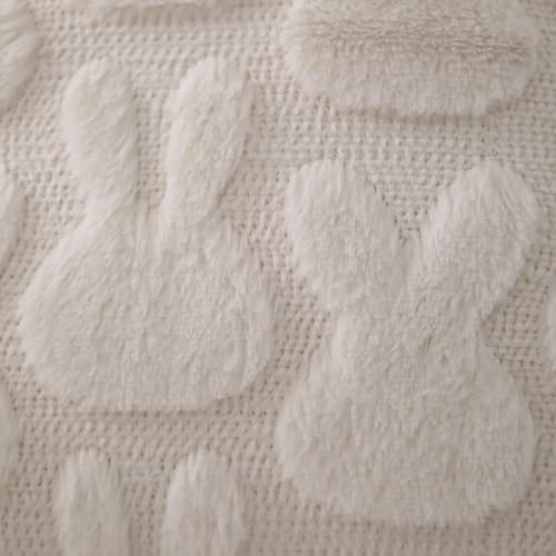 Easter Rabbit Throw Pillow Covers 18x18, Cream White Plush Set of 2