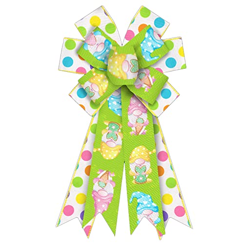 ABTOLS Large Spring Wreath Bows Easter Bunny Door Decor