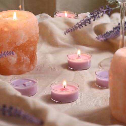 Eucalyptus & Lavender Scented Tea Light Candles - Purple Sanctuary (12 Pack)