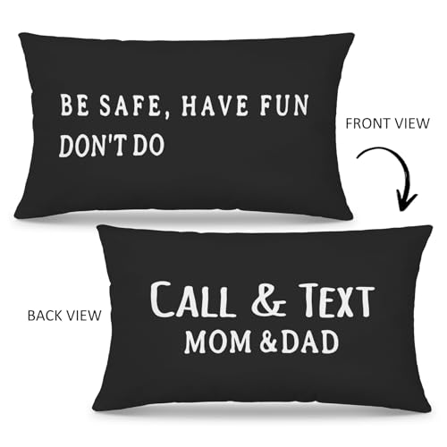 Mingnei Call Your Mom Pillow Cover Black 12x20 Funny Dorm Decor Gift