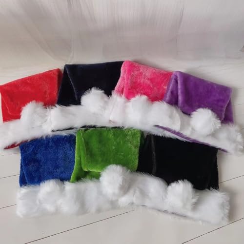 Black Santa Hat for Adults with Faux Fur - Christmas Costume Accessory, Pink Variation