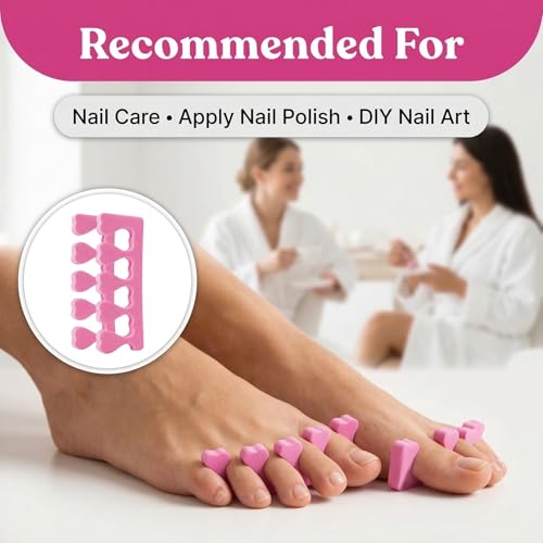 RAQEHO 24PCS Foam Toe Separators for Pedicure and Nail Polish, Pink