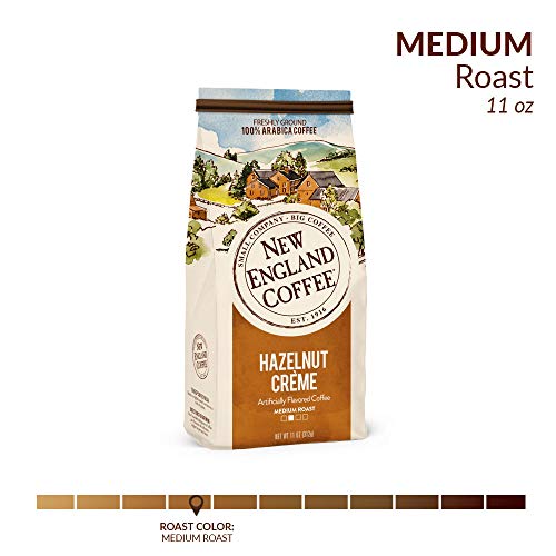New England Coffee Hazelnut Crème Ground Coffee, 100% Arabica, 11oz