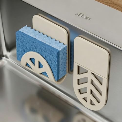 Brivdeto Flexible Silicone Sponge Holder - Adhesive Sink Caddy, 2-Pack